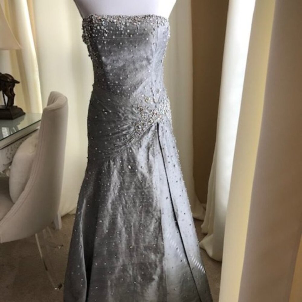 RARE SILK RINA diMONTELLA RED CARPET EVENING GOWN